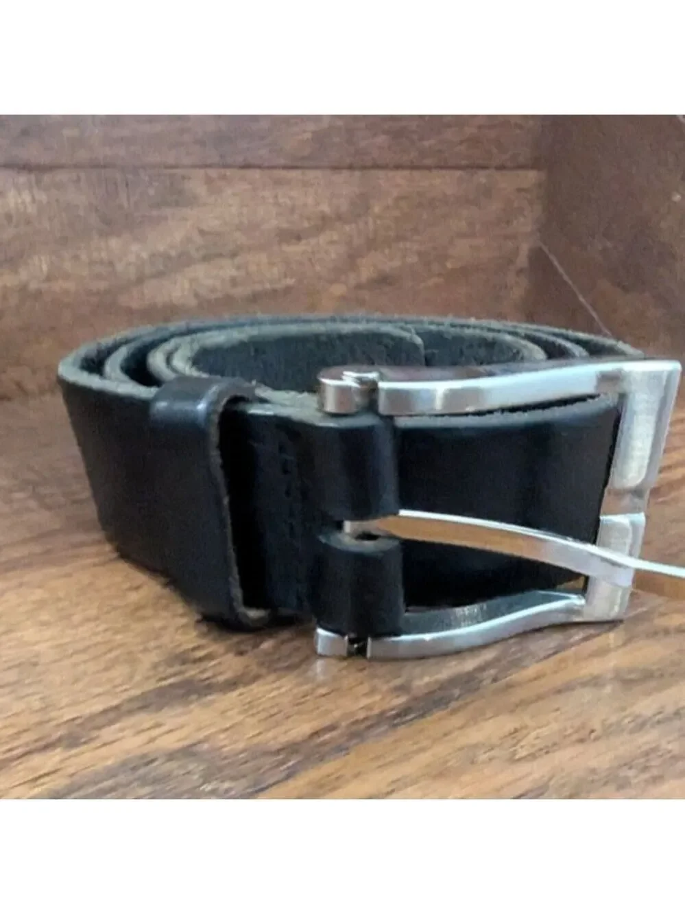 Vintage Italian Leather Belt Black Leather Size 34-38 Made In Canada